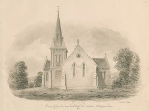 Kościół Walton-on-the-Hill: rysunek w sepii, 1842 autorstwa John Buckler
