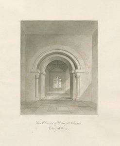Kościół Wodospadowy - Wnętrze Prezbiterium: rysunek w sepii, 1847 autorstwa John Buckler