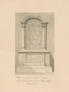 Westmorland - Appleby Church - Pomnik Lady Anne Clifford: rysunek w sepii, 1800
