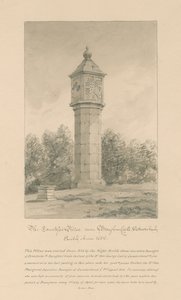 Westmorland - Zamek Brougham - Filar hrabiny: rysunek w sepii, 1800 autorstwa John Buckler