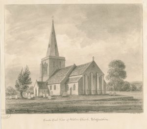 Kościół Weston-on-Trent: rysunek w sepii, 1841