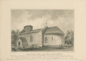 Wiltshire – Kościół Manningford Bruce: rysunek w sepii, 1806 r. autorstwa John Buckler