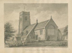 Worcestershire - Clent Church: rysunek w sepii, 1847 autorstwa John Buckler