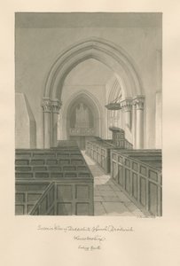 Worcestershire - Droitwich - Wnętrze kościoła Dodderhill: rysunek w sepii autorstwa John Buckler