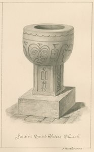 Worcestershire - Droitwich - Kościół św. Piotra Czcionka: rysunek sepii, 1833 autorstwa John Buckler