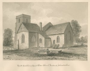 Worcestershire - Droitwich - Kościół św. Piotra: rysunek w sepii, 1833 autorstwa John Buckler