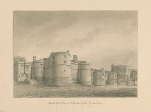 Yorkshire - Zamek Skipton: rysunek w sepii, 1818 r. autorstwa John Buckler