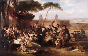 Emeryci z Greenwich upamiętniający Trafalgara, ok. 1835 r. (olej na desce)