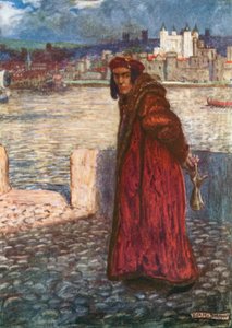 "Zanurz myśli w mojej duszy! Here Clarence Comes". Ryszard III - Akt I, Scena 1 (kolorowa litografia) autorstwa John Byam Liston Shaw