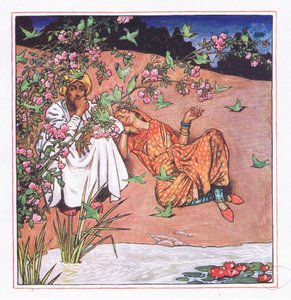 Miłość lekko, ilustracja z Ogrodu Kama (i inne teksty z Indii), 1920 autorstwa John Byam Liston Shaw