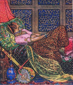 Zira w niewoli, ilustracja z Ogrodu Kama (i inne teksty z Indii), 1920 autorstwa John Byam Liston Shaw