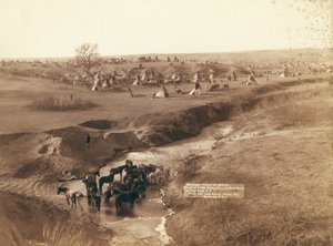 Wielki wrogi obóz Indian na rzece Brule w pobliżu Pine Ridge
