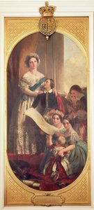 Królowa Wiktoria (1819-1901) z Albertem Edwardem, księciem Walii, Wiktorią, księżniczką królewską i innymi członkami rodziny królewskiej, 1864 autorstwa John Calcott Cope