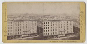 Stereogram widoku z kopuły ratusza patrzącego na północ, przed pożarem Chicago w 1871 r.