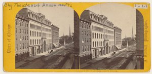 Widok na operę Crosbys przed pożarem w Chicago w 1871 r.