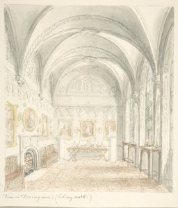 Zamek Lea, Worcestershire, Jadalnia od strony południowej, ca. 1816.