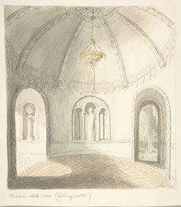 Zamek Lea, Worcestershire, Widok w przedpokoju, patrząc na północ, ca. 1816.