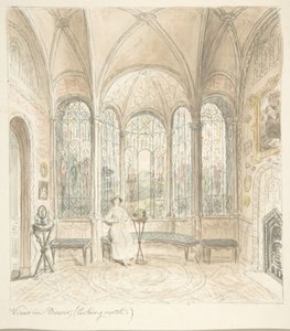 Zamek Lea, Worcestershire, Widok w Bower, patrząc na północ, ca. 1816.