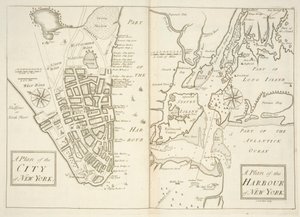 Holkham MS 109 F 41, plany miasta i portu w Nowym Jorku, ok. 1740 r. (rycina) autorstwa John Carwitham