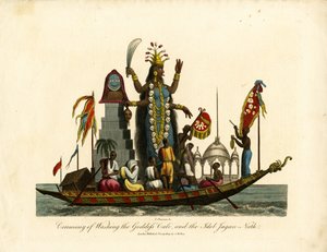 Ceremonia obmycia bogini Cali i bożka Jagan-Natha autorstwa John Chapman