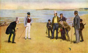 The Stymie, czwórka grająca w golfa w North Berwick autorstwa John Charles (after) Dollman