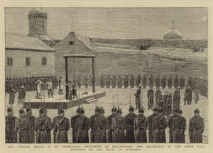 Procesy nihilistyczne w Petersburgu, egzekucja Kwatkowskiego i Presniakowa w Twierdzy Piotra Pawła w dniu 5 listopada 1880 r.