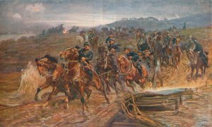 Artyleria francuska przekracza rzekę Aisne, wrzesień 1914, 1915 1928 autorstwa John Charlton