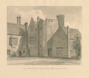 Buckinghamshire - Chenies Hall: rysunek w sepii, 1824 autorstwa John Chessell Buckler