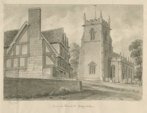 Kościół Cannock: rysunek w sepii, 1841 autorstwa John Chessell Buckler