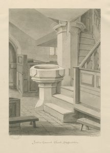 Czcionka w kościele Cannock: rysunek w sepii, 1841