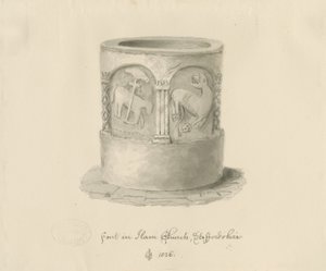 Czcionka w kościele Ham, 1826 autorstwa John Chessell Buckler