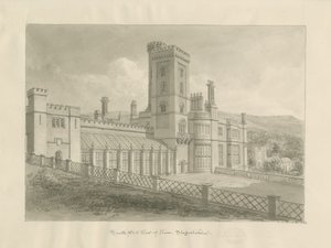 Ilam Hall: rysunek w sepii autorstwa John Chessell Buckler