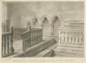 Wnętrze Draycotta w kościele Maurów: rysunek w sepii, 1841 autorstwa John Chessell Buckler
