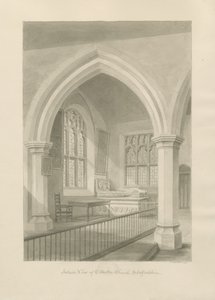 Wnętrze kościoła Ellastone: rysunek w sepii, 1841 autorstwa John Chessell Buckler