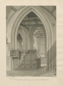 Wnętrze kościoła Leigh: rysunek w sepii, 1841 autorstwa John Chessell Buckler