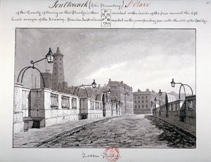 London Bridge, Southwark, Londyn, 1827 autorstwa John Chessell Buckler