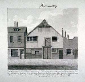 Dom spotkań św. Marii Magdaleny na dziedzińcu, Bermondsey Square, Londyn, ok. 1828 r. autorstwa John Chessell Buckler