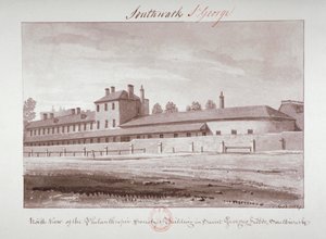 Widok północny Instytutu Towarzystwa Filantropijnego przy London Road, Southwark, Londyn, 1827 autorstwa John Chessell Buckler