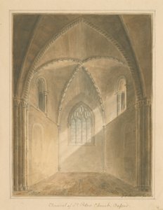 Oxfordshire - Oxford - Wnętrze prezbiterium kościoła św. Piotra, 1811 autorstwa John Chessell Buckler