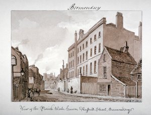 Parafialny Dom Pracy, Tanner Street, Bermondsey, Londyn, 1828. autorstwa John Chessell Buckler