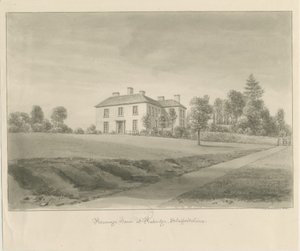 Penkridge - Parsonage House: rysunek w sepii autorstwa John Chessell Buckler