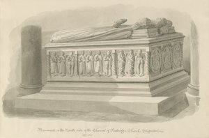 Penkridge Church - Grób [Edwarda Littletona]: rysunek w sepii autorstwa John Chessell Buckler