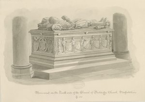 Penkridge Church - Grób [Sir Edward Littleton]: rysunek w sepii autorstwa John Chessell Buckler