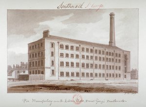 Manufaktura szpilek w pobliżu London Road, Southwark, Londyn, 1827 autorstwa John Chessell Buckler
