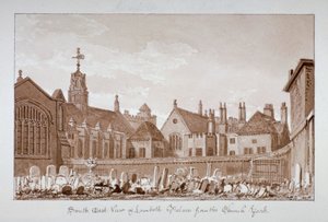 Południowo-wschodni widok pałacu Lambeth z cmentarza, Londyn, 1828 autorstwa John Chessell Buckler