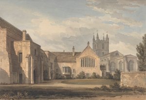 Południowo-wschodni widok na kościół i pałac w Croydon, Surrey autorstwa John Chessell Buckler