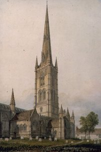 Kościół św. Wulframa, Grantham (akwarela na papierze) autorstwa John Chessell Buckler