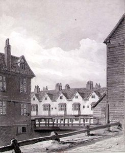 Widok szaleństwa w Dockhead, Bermondsey autorstwa John Chessell Buckler