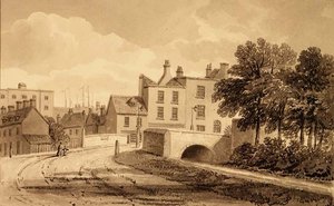 Widok na most Mill Pond, Bermondsey autorstwa John Chessell Buckler