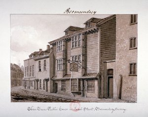 Widok na dom publiczny Three Tuns na Jacob Street, Bermondsey, Londyn, 1828 autorstwa John Chessell Buckler